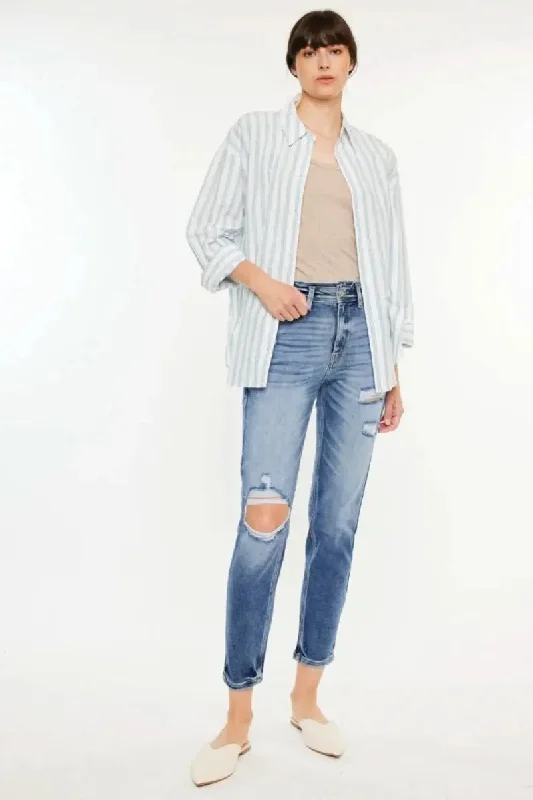 Sports Jumpsuit Kancan High Rise Distressed Mom Jeans