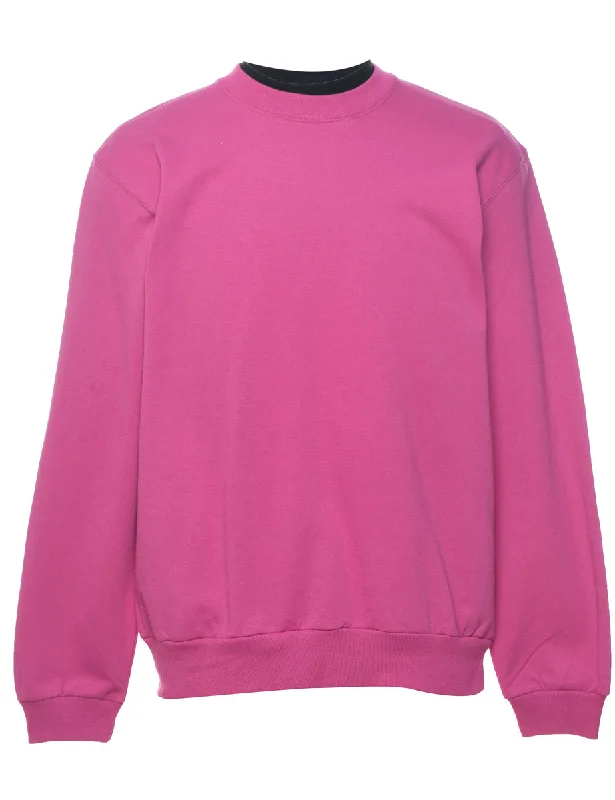 Simple Style Pink Plain Sweatshirt - S