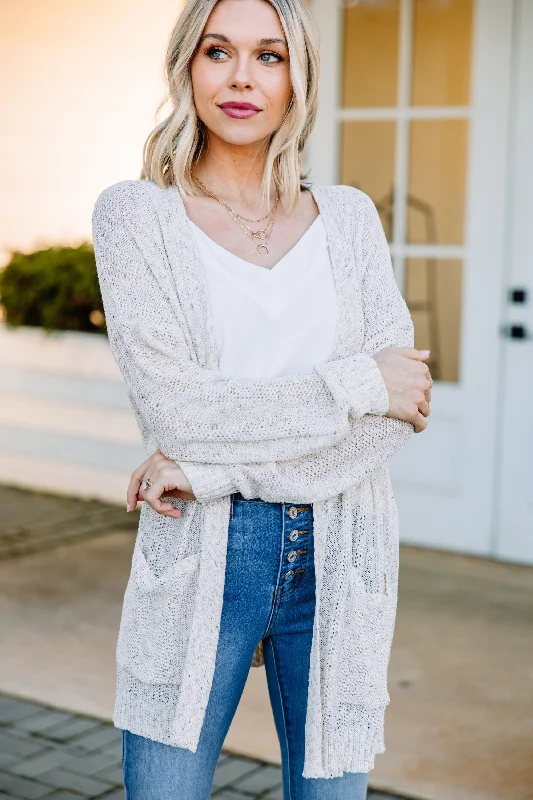 Soft Textures Make A Wish Oatmeal Brown Cardigan