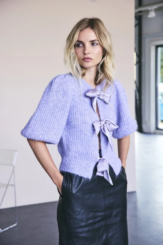 Retro Style Co´couture - Coraliecc Bow Rib Cardigan 32170 - 64 Lilac