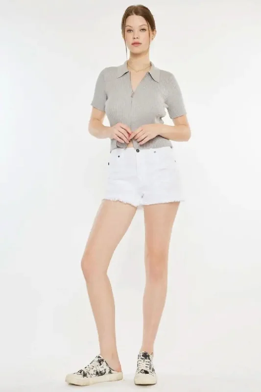Black And White Style Kancan Raw Hem Distressed Denim Shorts