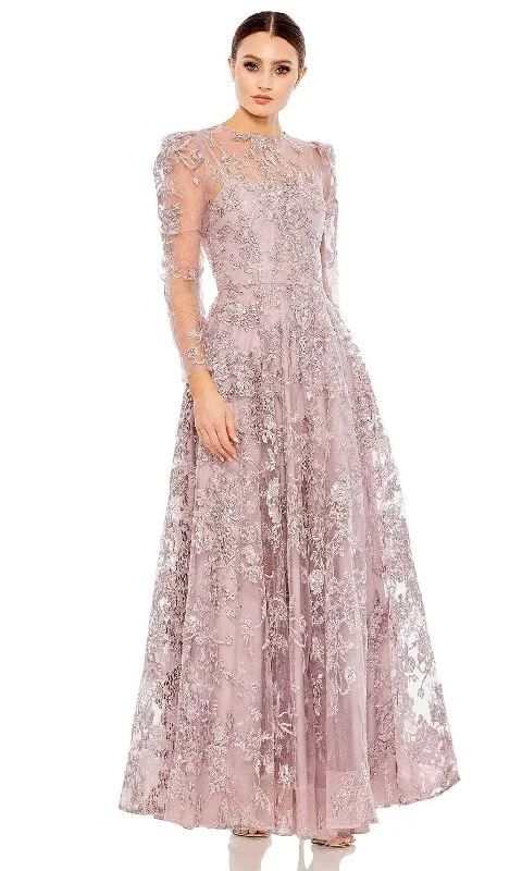 Fashion Classic Mac Duggal 50664 - Embroidered Jewel Neck Long Dress