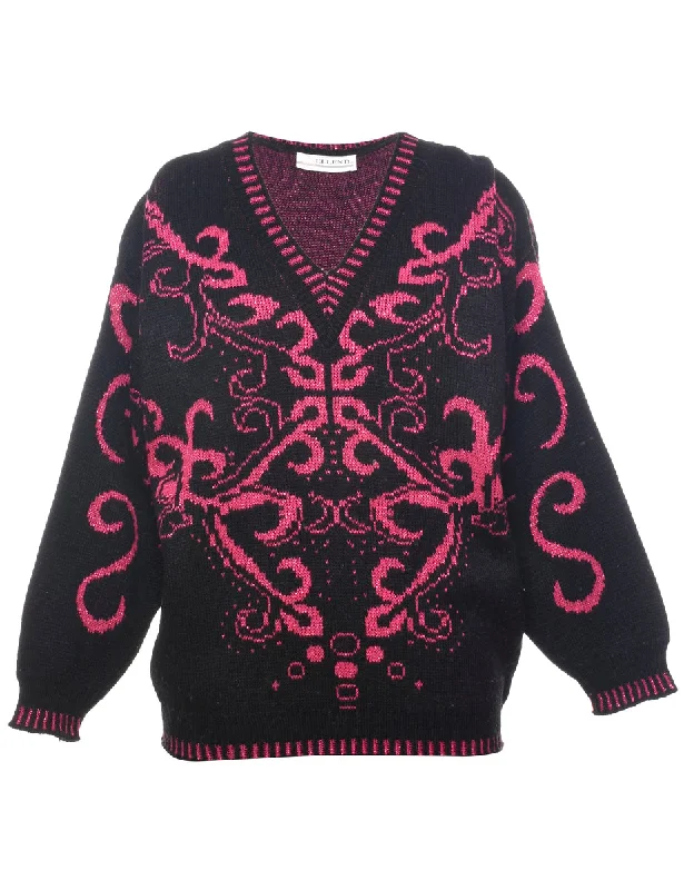 Personalized Wear Lurex Thread Pattern Jumper - L