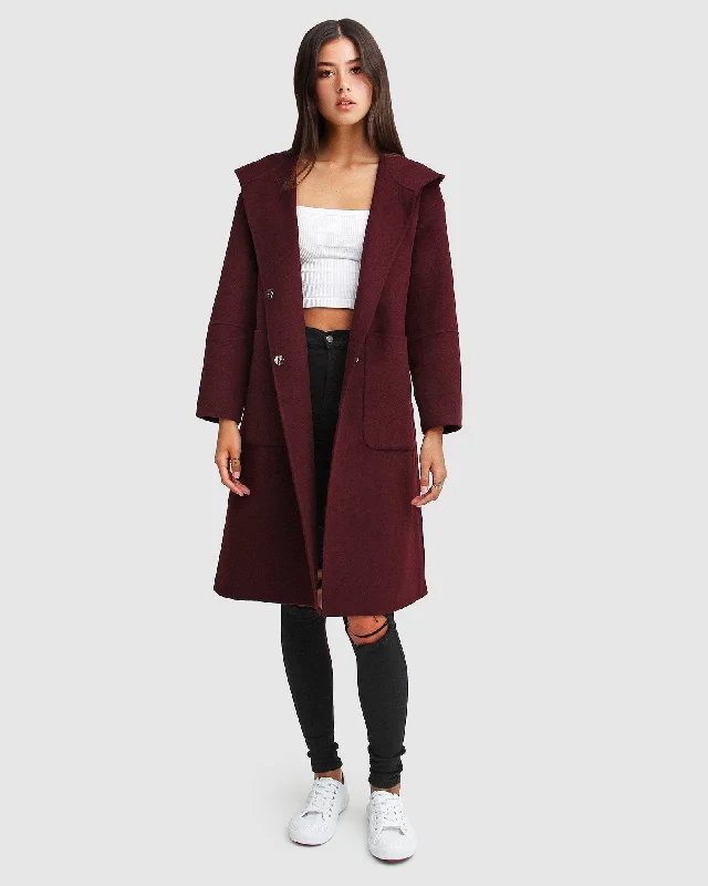 High-end Customization Walk This Way Wool Blend Oversized Coat  - Aubergine