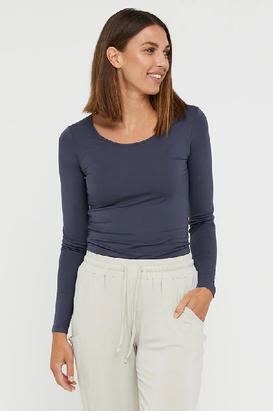 Luxury Fashion L/S Layering Top - Storm