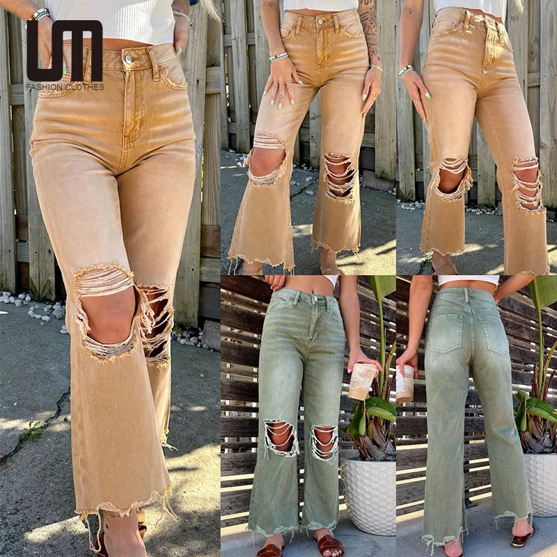 Affordable selection Vintage Distressed Wide-Leg Jeans – Casual & Chic