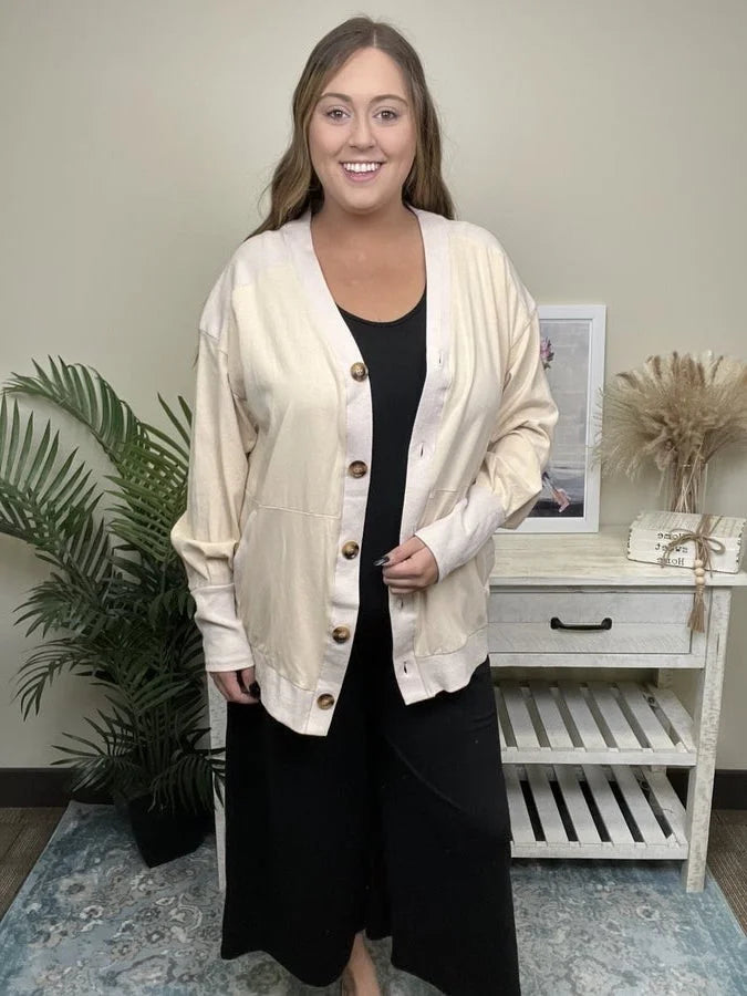 Cozy Outerwear Spice It Up Women's Two Tone Button Up Cardigan *Final Sale*