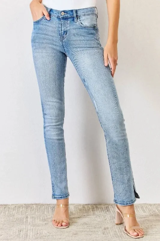 Fashionable sports Kancan Full Size Mid Rise Y2K Slit Bootcut Jeans