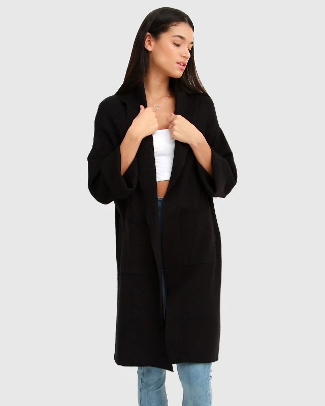 Eye-catching Personality Hold The Line Coatigan - Black
