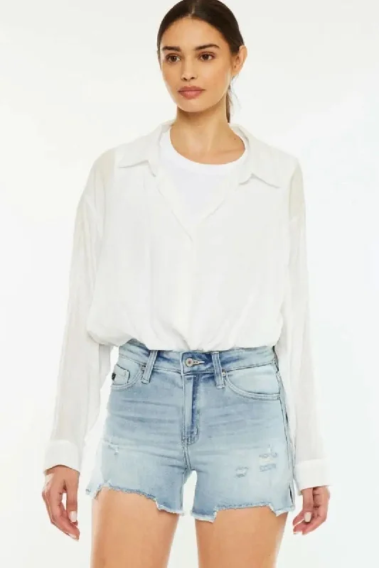 Extra long version Kancan High Rise Side Slit Denim Shorts