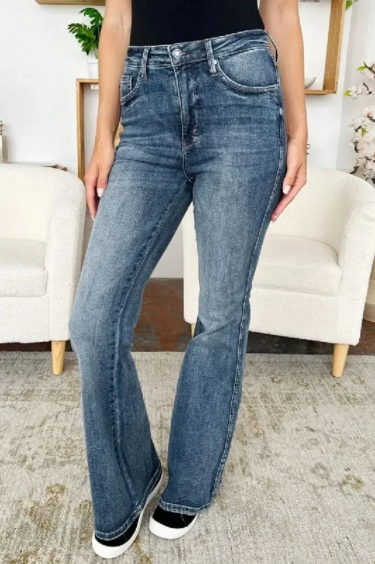 Unique prints Judy Blue Full Size High Waist Tummy Control Flare Jeans