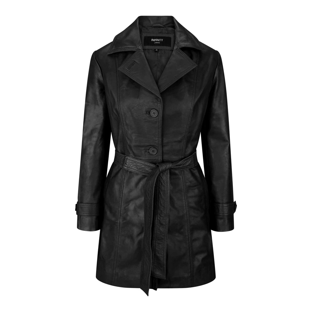 Elegant Design Women's Leather Mid Length Blazer Jacket