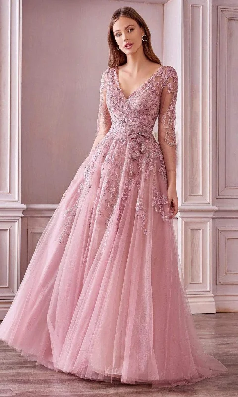 Exquisite Embroidery Andrea and Leo - A0988 V Neck Floral Dreamy A-Line Dress
