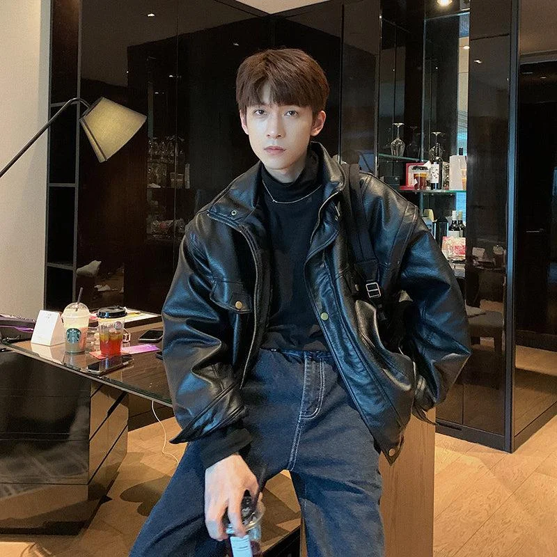 Basic Version Biker Faux Leather Jacket