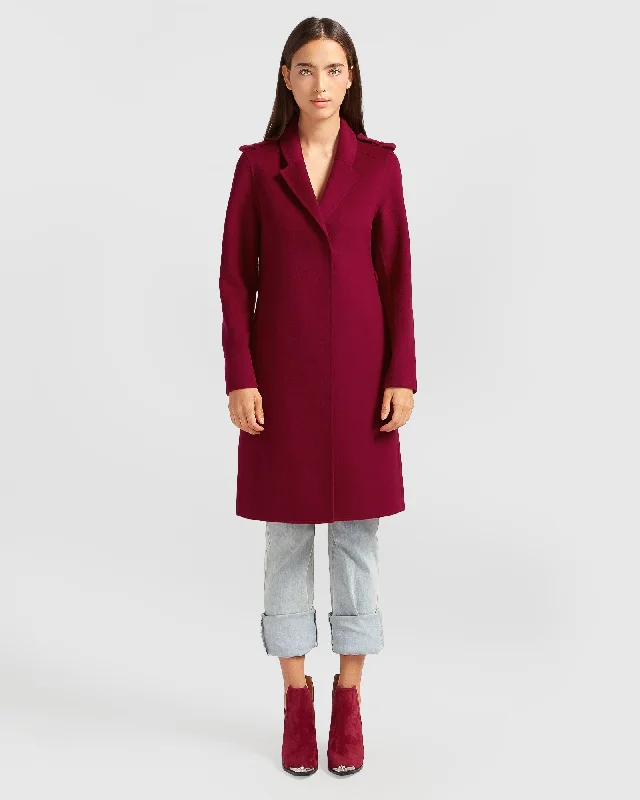 New Products Jealousy Belted Wool Blend Coat - Magenta