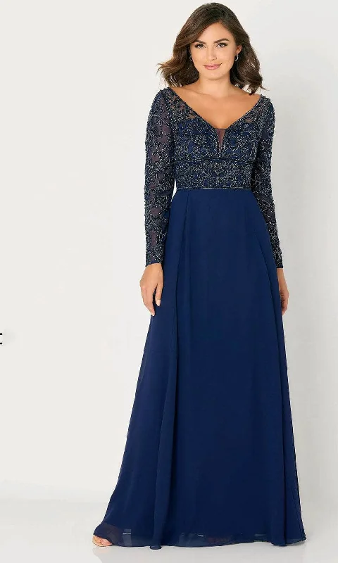 Versatile Items Cameron Blake CB790 - Beaded V-Neck Evening Dress