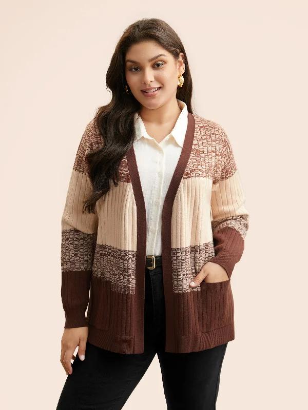 Cozy Shirts Supersoft Essentials Textured Colorblock Contrast Cardigan