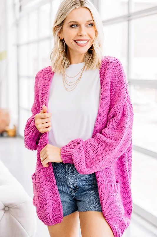 Simple Style New Love Dark Pink Cardigan