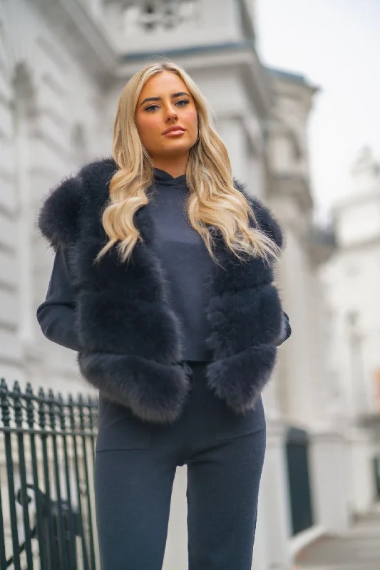 Warm And Comfortable Charcoal Premium Faux Fur Gilet