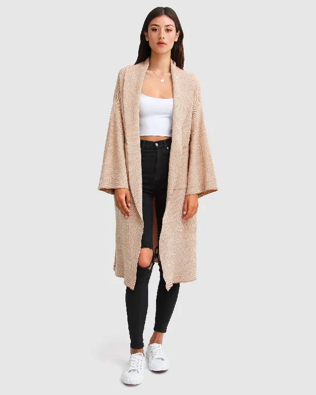Fashion Style Hold The Line Coatigan - Camel