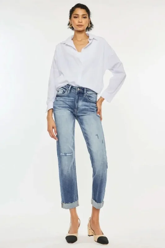 Fun and cute Kancan High Rise Cuffed Straight Jeans