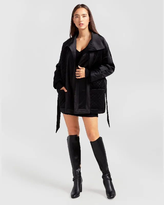 High-end Design Ace of Spades Velvet Coat - Black