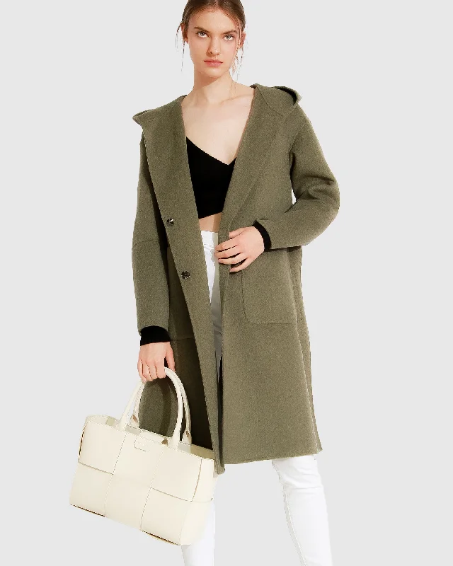 Fashionable And Fashionable Walk This Way Wool Blend Oversized Coat - Army Green