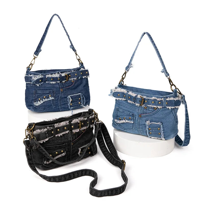 Street Style BM9020 Drop shipping 2023 New Designer Brand Bags Jeans Large Capacity Shoulder Bags denim Chain Bags luxury handbags for women