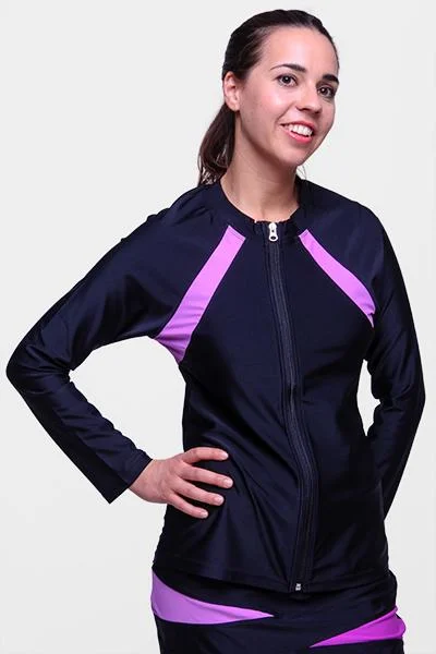 Versatile Items Athletic Full Zippered Swim Rash Guard