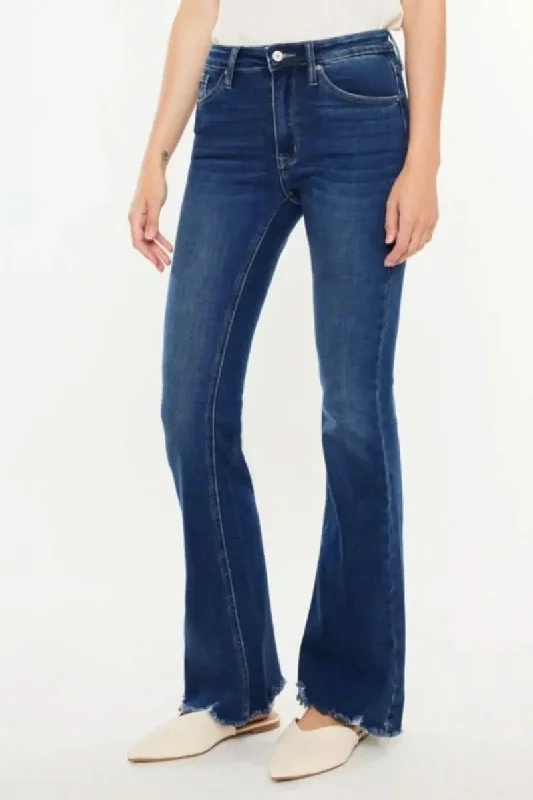 Trendy and versatile Kancan Cat's Whiskers Raw Hem Flare Jeans