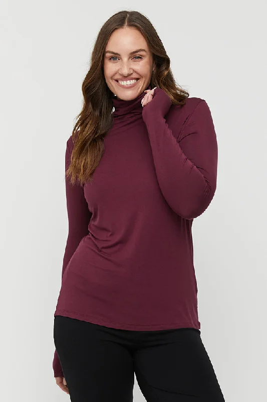 Soft And Comfortable Bamboo Turtle Neck - Burgundy