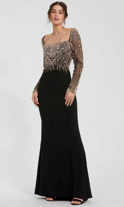 Personalized Design Mac Duggal 2256 - Sheer Sleeve Beaded Top Evening Dress