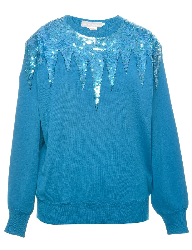 Exquisite Embroidery Sequined Jumper - L