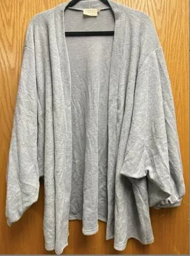 Sports litigation style Grey Fleece Cardigan with Dolman Sleeves