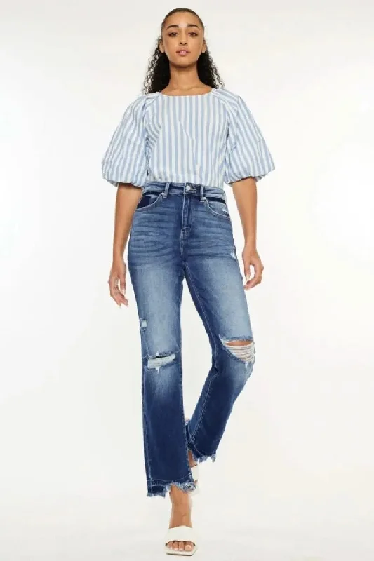 Sports outdoor style Kancan High Rise Distressed Slim Straight Jeans