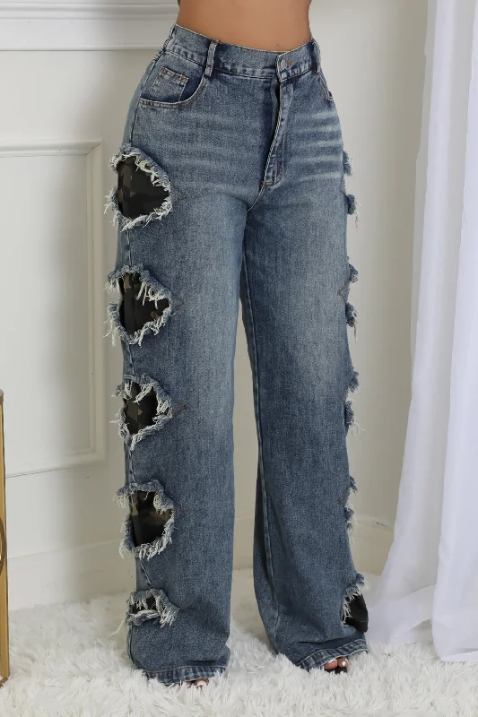 Retro Design Hide my Camo Denim Jeans