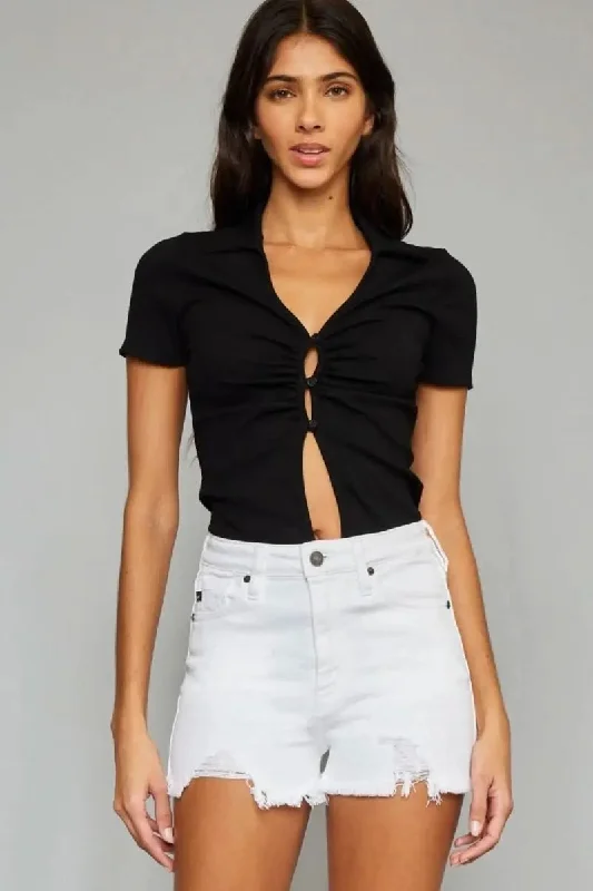 Street Personality Style Kancan Full Size High Rise Frayed Hem Denim Shorts