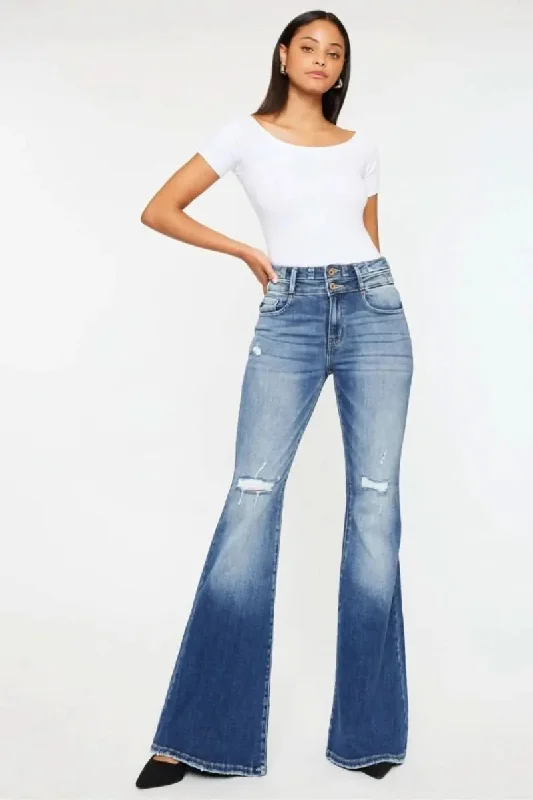 Simple Comfort Kancan High Rise Wide Waistband Flare Jeans