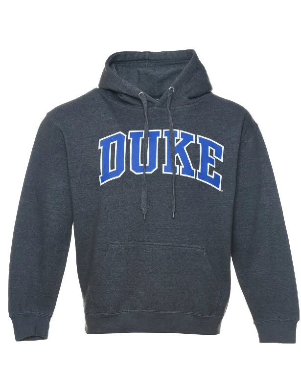 Fresh And Natural Duke Dark Grey & Blue Embroidered Sweatshirt - M