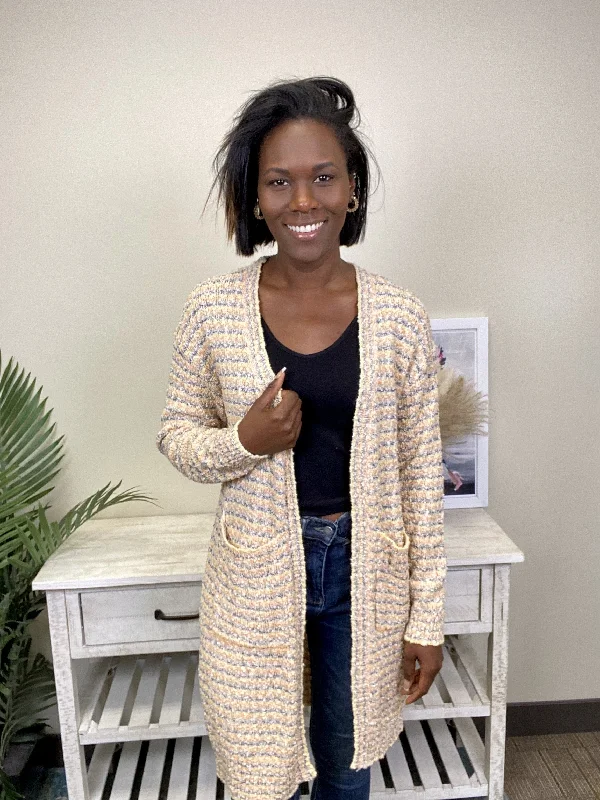 Literary Style Stand Tall Women's Popcorn Knit Cardigan Sweater