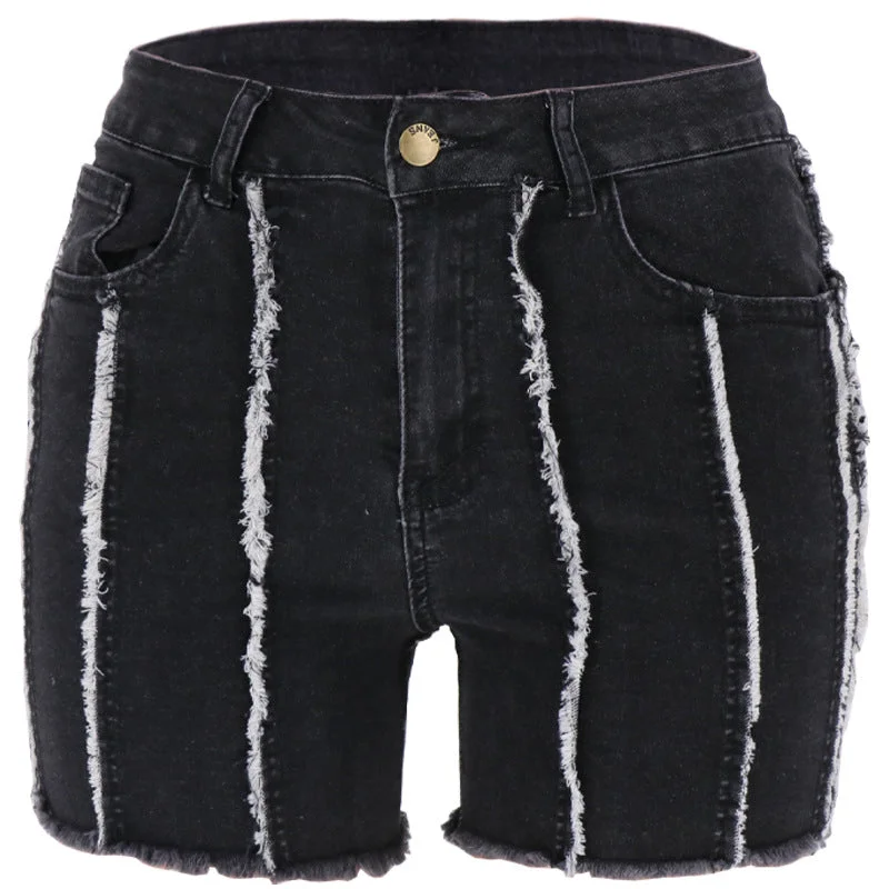 Easy Style High Waist Patchwork Denim Shorts Wholesale Womens Clothing N3823090500051