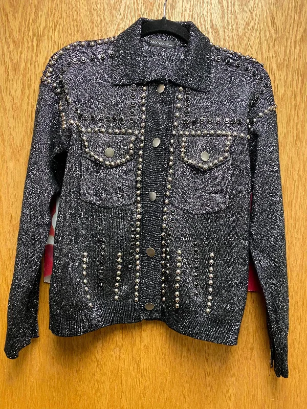 Weekend Wear Lightweight Button Front Jacket with Lots of Bling - One Size