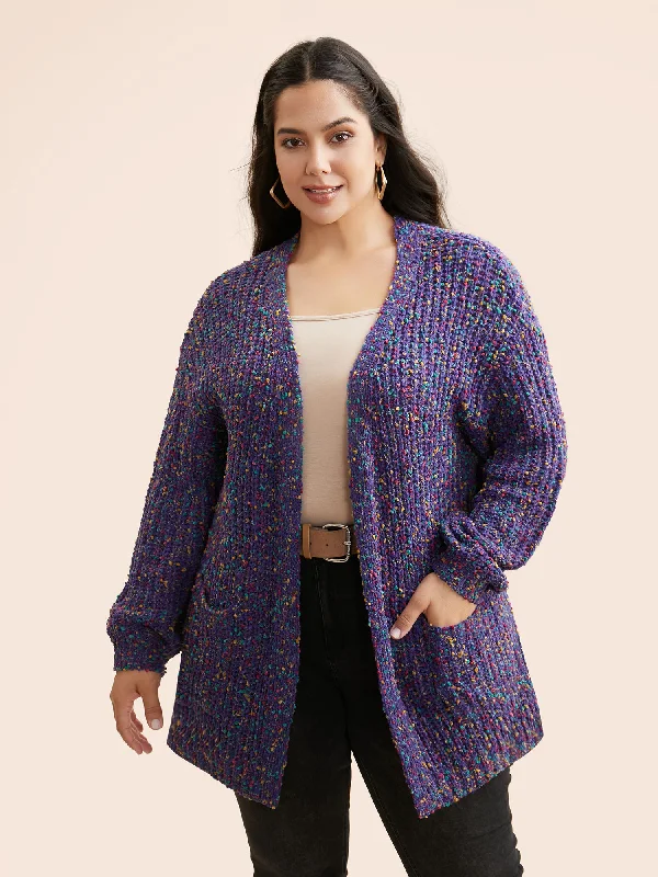 Classic style Heather Patched Pocket Drop Shoulder Cardigan