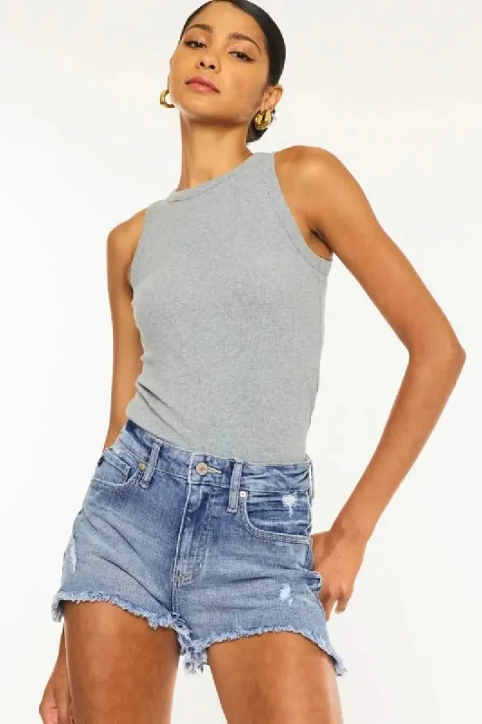 Trendy Casuals Kancan Distressed Raw Hem Denim Shorts