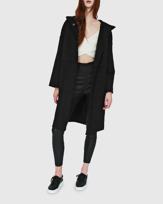 Street Cool Sunday Morning Hooded Coat - Black