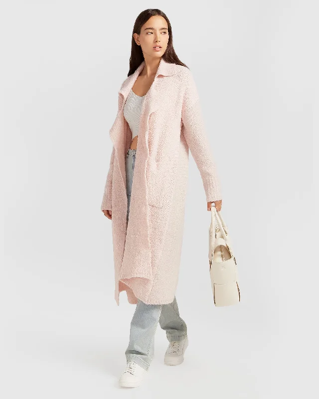 New Autumn And Winter Styles Born To Run Sustainable Sweater Coat - Pale Pink