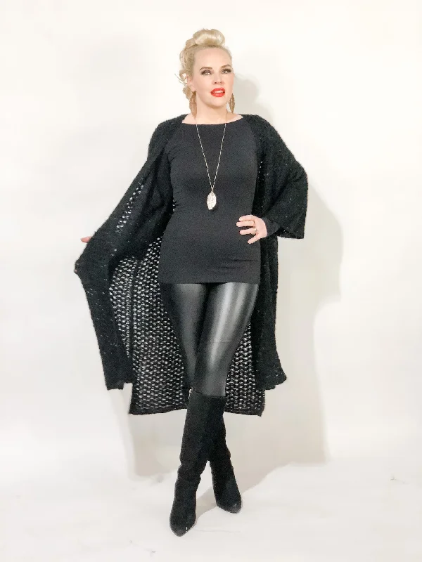 Chic Relaxation Mesh Knit Cardigan with Pockets
