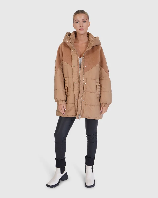 Personalized Series Say It Again Quilted Jacket - Camel