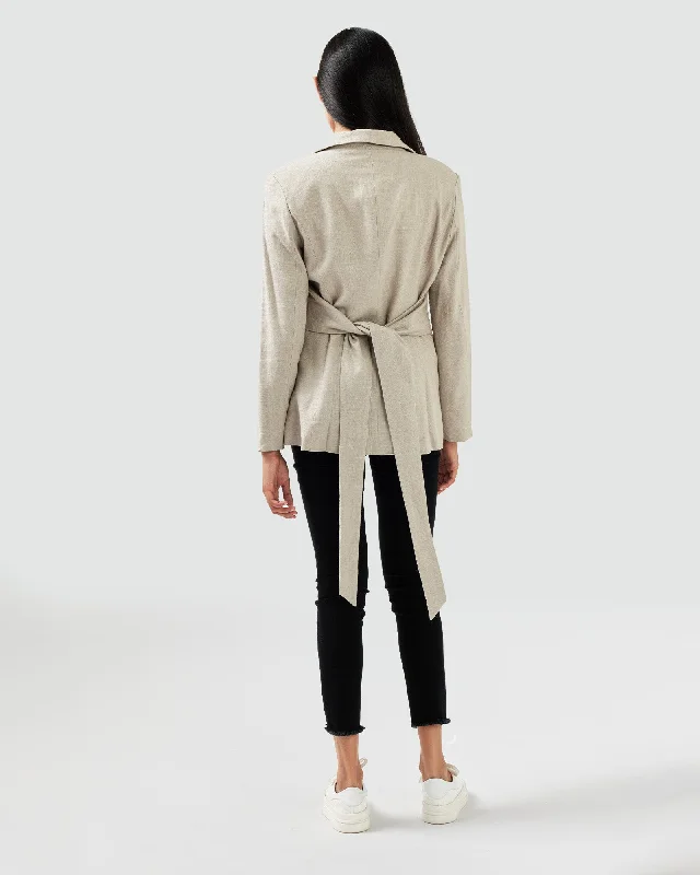 Elegant And Charming Synergy Wrap Blazer - Warm Grey
