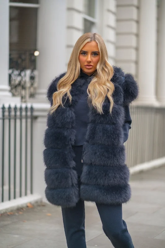 Spiritual Vitality Charcoal Premium Faux Fur Longline Gilet